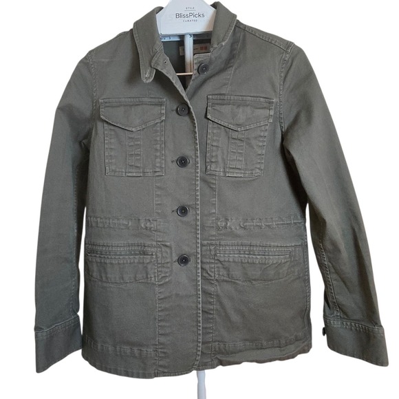 Tomas Maier Uniqlo Cotton Utility Jacket Women Drawstring Waist Olive XS